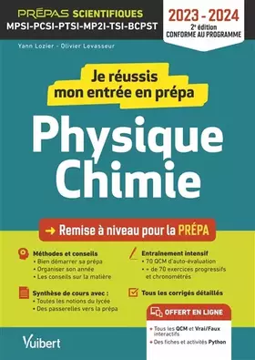Couverture du produit · Je réussis mon entrée en prépa scientifique. Physique-Chimie 2023-2024: Remise à niveau pour la prépa MPSI-PCSI-PTSI-MP2I-TSI-B