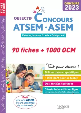 Couverture du produit · Objectif Concours 2023 ATSEM 90 Fiches 1000 QCM