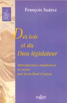 Couverture du produit · Des lois et du Dieu législateur