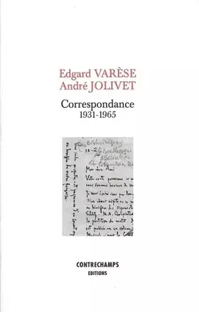 Couverture du produit · Correspondance 1931-1965