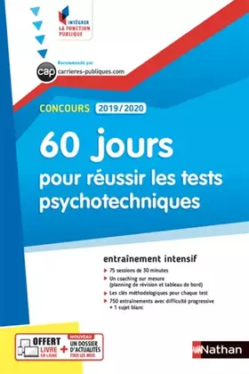 Couverture du produit · 60 jours pour réussir les tests psychotechniques - Concours Administratifs - 2019/2020