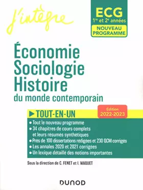 Couverture du produit · ECG 1 ET ECG 2 - Economie, Sociologie, Histoire du monde contemporain 2022-2023: Tout-en-un (2022-2023)
