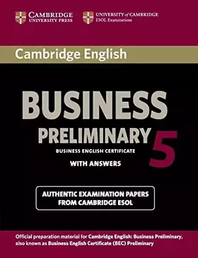 Couverture du produit · Cambridge English Business 5 Preliminary