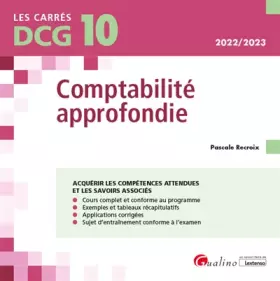 Couverture du produit · DCG 10 - Comptabilité approfondie: Cours et applications corrigées