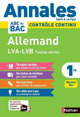 Couverture du produit · Annales ABC du BAC 2024 - Allemand 1re LVA-LVB Toutes séries - Sujets et corrigés - Enseignement commun première - Contrôle con