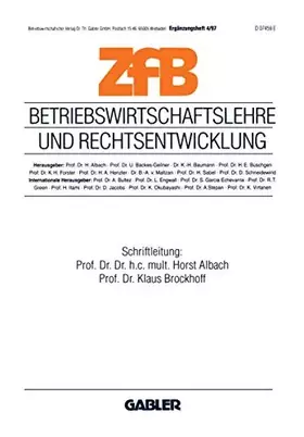 Couverture du produit · Betriebswirtschaftslehre und Rechtsentwicklung (ZfB Special Issue)