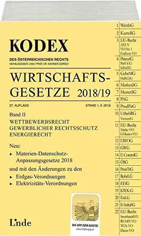 Couverture du produit · KODEX Wirtschaftsgesetze Band II 2018/19: Wirtschaftsgesetze Band II (Kodex des Österreichischen Rechts)