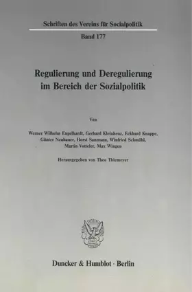 Couverture du produit · Regulierung und Deregulierung im Bereich der Sozialpolitik. (Schriften des Vereins für Socialpolitik)