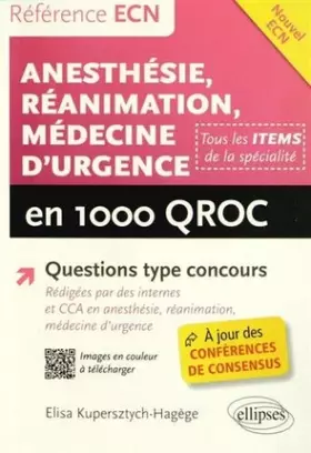 Couverture du produit · Anesthésie Réanimation Médecine d'Urgence en 1000 QROC