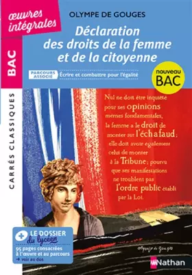 Couverture du produit · Déclaration des droits de la femme et de la citoyenne de Olympe de Gouges - Français 1re 2022 - Parcours : Écrire et combattre 