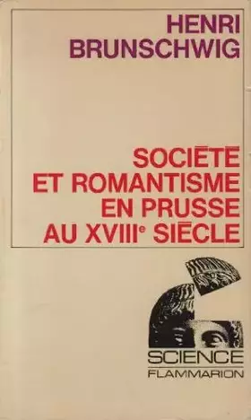Couverture du produit · Societe et romantisme en prusse au xviii siecle