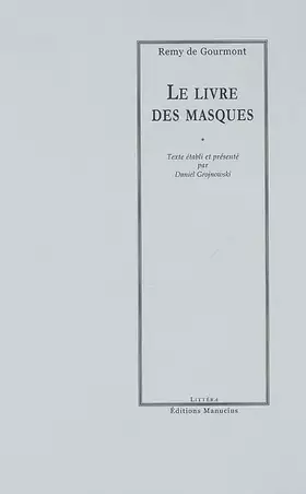 Couverture du produit · Le Livre des Masques