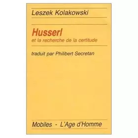 Couverture du produit · Husserl et la recherche de la certitude