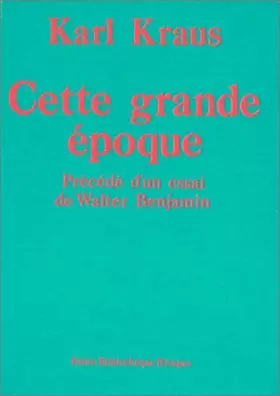 Couverture du produit · Cette grande époque