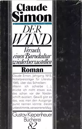 Couverture du produit · Der Wind. Versuch, einen Barockaltar wiederherzustellen. Roman.