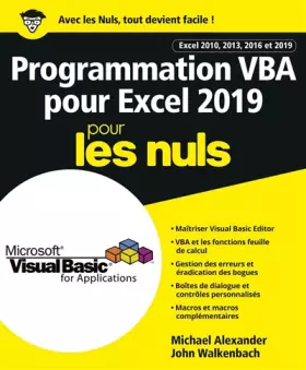 Couverture du produit · Programmation VBA pour Excel 2019 Pour les Nuls
