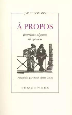 Couverture du produit · A propos: Interviews, réponses et opinions