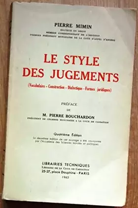 Couverture du produit · Le Style des jugements