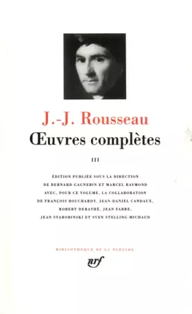 Couverture du produit · Rousseau : Oeuvres complètes, tome 3