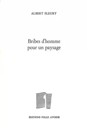 Couverture du produit · Bribes d'homme pour un paysage