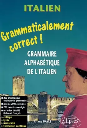 Couverture du produit · Italien : Grammaire alphabétique de l'italien