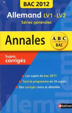 Couverture du produit · ANNALES BAC 2012 ALLEMAND