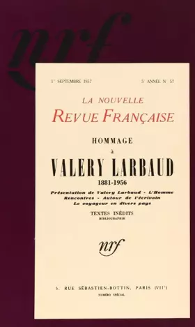 Couverture du produit · Hommage à Valery Larbaud: (1881-1957)