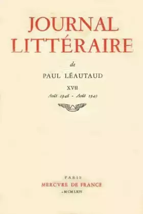 Couverture du produit · Journal littéraire. 1946-1949, tome 17