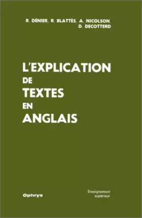 Couverture du produit · L'explication de textes en anglais