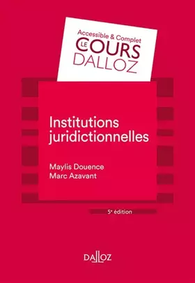 Couverture du produit · Institutions juridictionnelles. 5e éd.