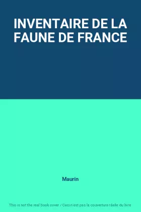 Couverture du produit · INVENTAIRE DE LA FAUNE DE FRANCE