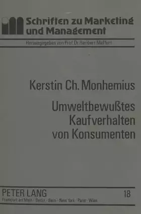 Couverture du produit · Umweltbewußtes Kaufverhalten von Konsumenten: Ein Beitrag zur Operationalisierung, Erklärung und Typologie des Verhaltens in de