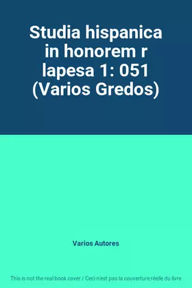 Couverture du produit · Studia hispanica in honorem r lapesa 1: 051 (Varios Gredos)