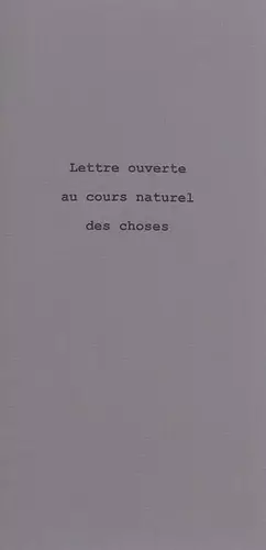 Couverture du produit · Lettre ouverte au cours naturel des choses