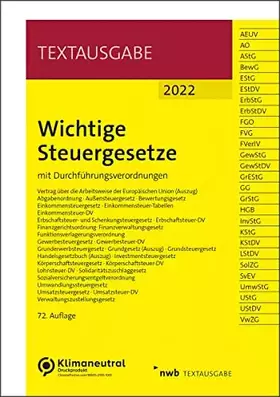 Couverture du produit · Wichtige Steuergesetze: mit Durchführungsverordnungen (Textausgabe)