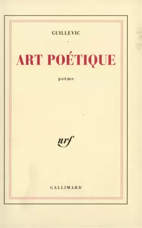 Couverture du produit · Art poétique