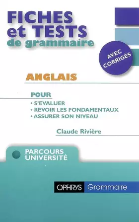 Couverture du produit · Fiches et tests de grammaire - Anglais - avec corrigés