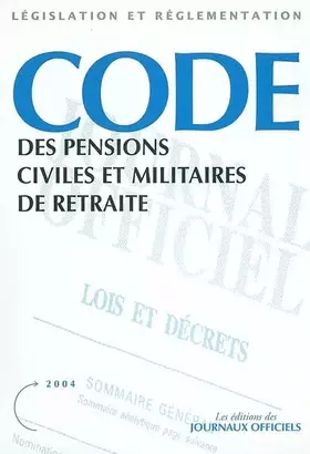 Couverture du produit · Code des pensions civiles et militaires de retraite