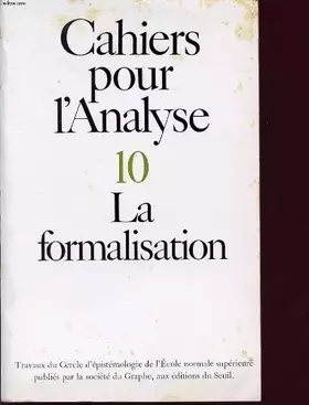Couverture du produit · Cahiers pour l analyse 10 la formalisation