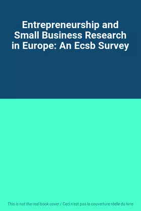 Couverture du produit · Entrepreneurship and Small Business Research in Europe: An Ecsb Survey