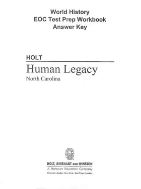 Couverture du produit · North Carolina Holt World History: Human Legacy EOC Test Prep Workbook Answer Key