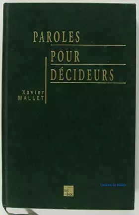 Couverture du produit · Paroles pour décideurs
