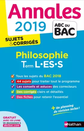 Couverture du produit · Annales ABC du BAC 2019 - Philosophie - Term L-ES-S