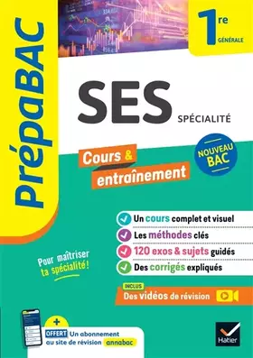 Couverture du produit · Prépabac - SES 1re générale (spécialité): cours, méthodes & entraînement (programme de Première)