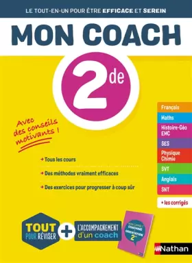 Couverture du produit · Mon coach 2de - Toutes les matières Seconde 2023-2024 - Mathématiques, Physique-Chimie, SVT, SES, Français, Histoire-Géographie