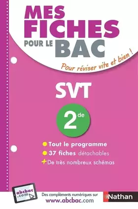 Couverture du produit · Mes fiches pour le BAC SVT 2de