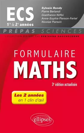 Couverture du produit · Formulaire Maths ECS 1re et 2e années - 3e édition actualisée