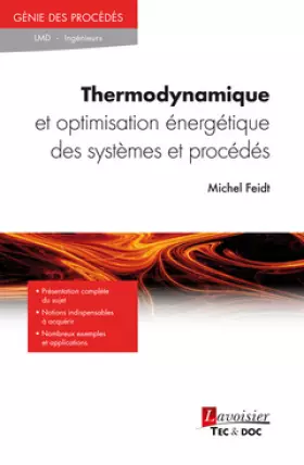 Couverture du produit · Thermodynamique et optimisation énergétique des systèmes et procédés