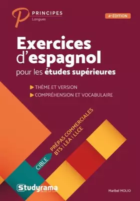Couverture du produit · Exercices d'espagnol pour les études supérieures: Thème et version compréhension et vocabulaire