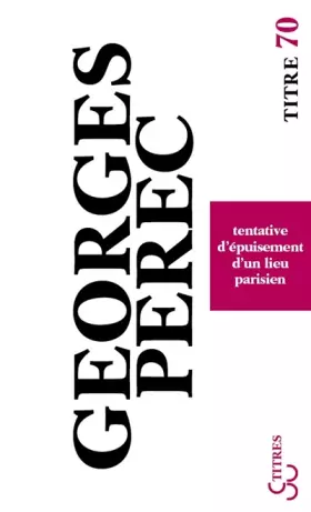 Couverture du produit · Tentative d'épuisement d'un lieu parisien